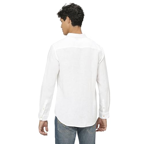 Men White Pure Linen Full Sleeve Shirt