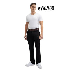 Men Black Mid Rise Straight Gymindigo Jogger Like Jeans