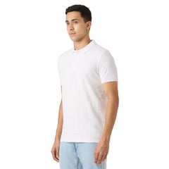 Pepe White Self Design Half Sleeves Men Tshirt