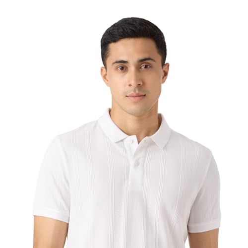 Pepe White Self Design Half Sleeves Men Tshirt
