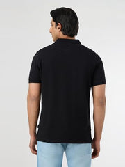 Pepe Jeans Black Self Design Short Sleeves Mens Polo T-Shirt