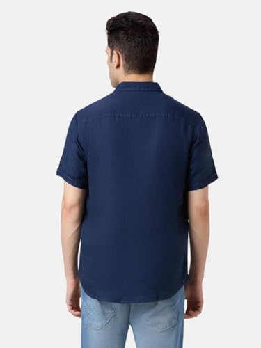 Pepe Jeans Blue Solid Men Half Sleeve Casual Shirts