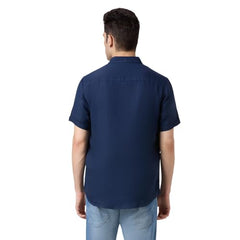 Pepe Jeans Blue Solid Men Half Sleeve Casual Shirts