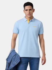 Pepe Jeans Men's Solid Regular Fit Polo Shirt (PM5400103513_Blue