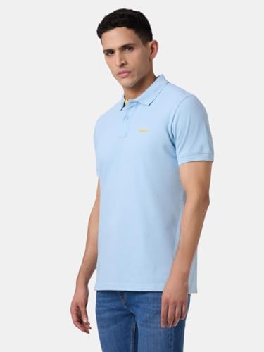 Pepe Jeans Men's Solid Regular Fit Polo Shirt (PM5400103513_Blue
