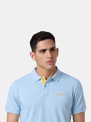 Pepe Jeans Men's Solid Regular Fit Polo Shirt (PM5400103513_Blue