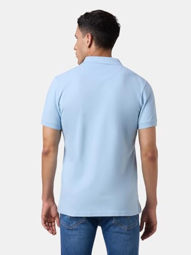Pepe Jeans Men's Solid Regular Fit Polo Shirt (PM5400103513_Blue