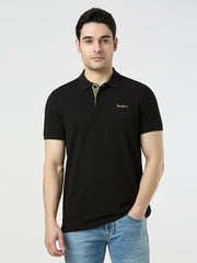 Pepe Jeans Men Black Solid Short Sleeves Tshirts