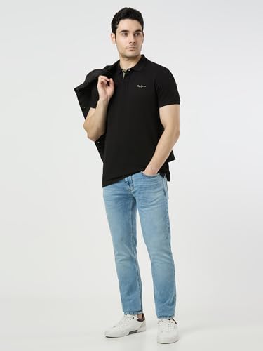 Pepe Jeans Men Black Solid Short Sleeves Tshirts