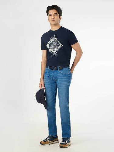 Pepe Jeans Men Blue Printed Short Sleeves Tshirts