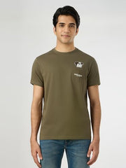 Pepe Jeans Men Green Solid Short Sleeves Tshirts