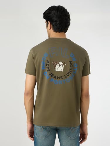 Pepe Jeans Men Green Solid Short Sleeves Tshirts