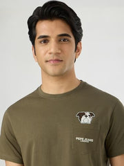 Pepe Jeans Men Green Solid Short Sleeves Tshirts
