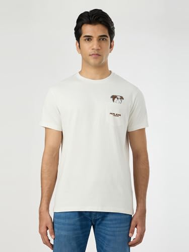 Pepe Jeans Men Off White Solid Short Sleeves Tshirts