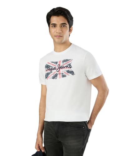 Pepe Jeans Men Off White Solid Short Sleeves Tshirts