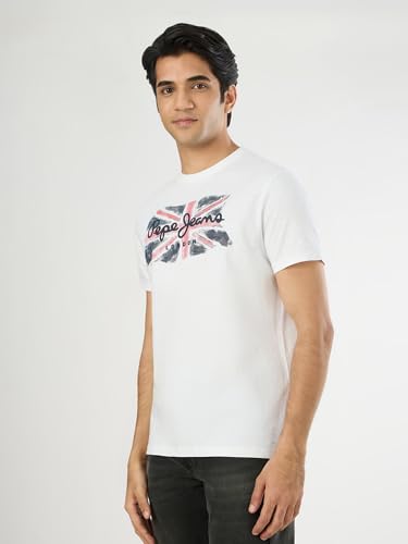 Pepe Jeans Men Off White Solid Short Sleeves Tshirts