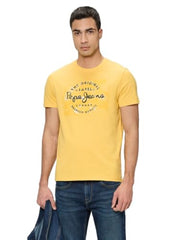 Pepe Jeans Men Yellow Printed Short Sleeves Tshirt