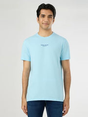 Pepe Jeans Men Blue Printed Short Sleeves Tshirts