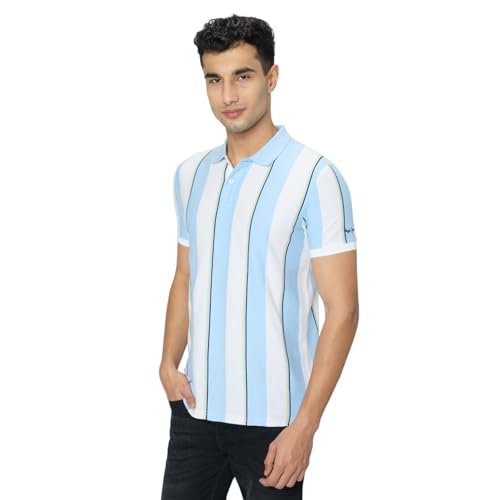 Pepe Jeans Blue Striped Men Short Sleeve Polo T-Shirt