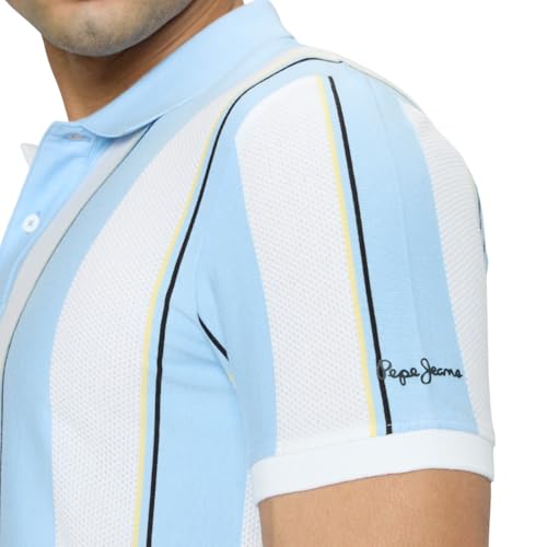Pepe Jeans Blue Striped Men Short Sleeve Polo T-Shirt
