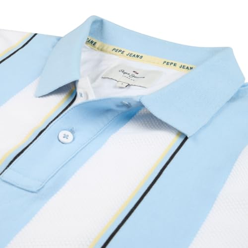 Pepe Jeans Blue Striped Men Short Sleeve Polo T-Shirt