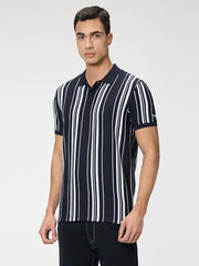 Pepe Jeans Men Blue Striped Short Sleeves Tshirt