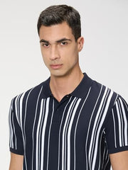 Pepe Jeans Men Blue Striped Short Sleeves Tshirt