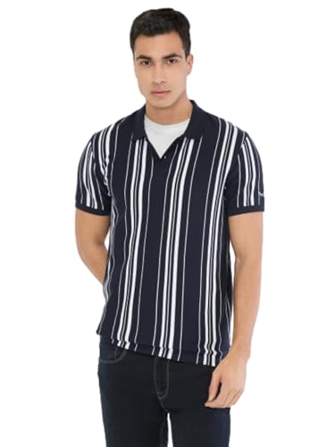 Pepe Jeans Men Blue Striped Short Sleeves Tshirt