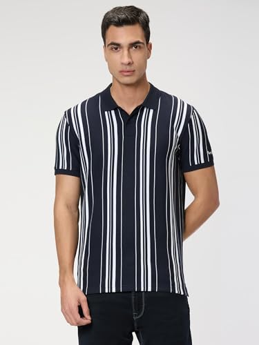 Pepe Jeans Men Blue Striped Short Sleeves Tshirt