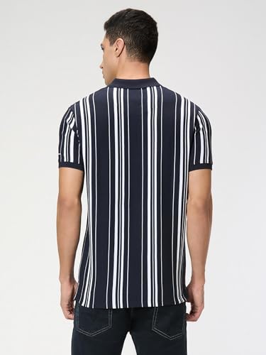 Pepe Jeans Men Blue Striped Short Sleeves Tshirt