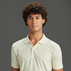 Pepe Jeans Men Off White Self Design Regular Fit Polo Collar T-Shirt