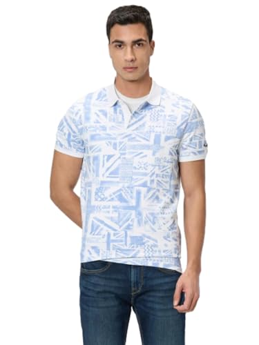 Pepe Jeans Men Blue Printed Short Sleeves Tshirt