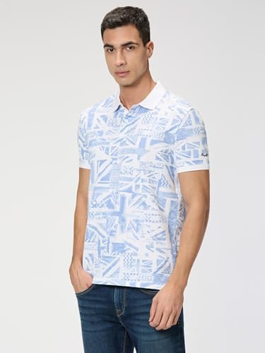Pepe Jeans Men Blue Printed Short Sleeves Tshirt