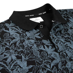 Pepe Jeans Black Printed Men Short Sleeve Polo T-Shirt
