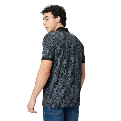 Pepe Jeans Black Printed Men Short Sleeve Polo T-Shirt