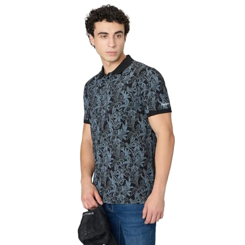 Pepe Jeans Black Printed Men Short Sleeve Polo T-Shirt