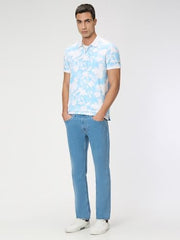Pepe Jeans Men Blue Printed Short Sleeves Tshirt