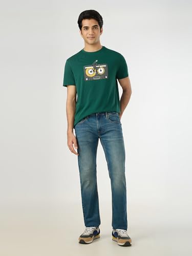 Pepe Jeans Men Green Printed Short Sleeves Tshirts