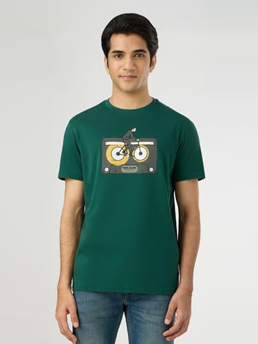 Pepe Jeans Men Green Printed Short Sleeves Tshirts