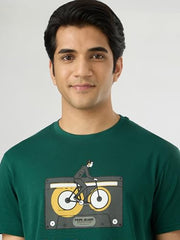 Pepe Jeans Men Green Printed Short Sleeves Tshirts