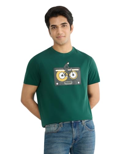 Pepe Jeans Men Green Printed Short Sleeves Tshirts