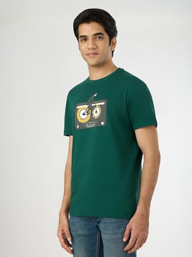 Pepe Jeans Men Green Printed Short Sleeves Tshirts