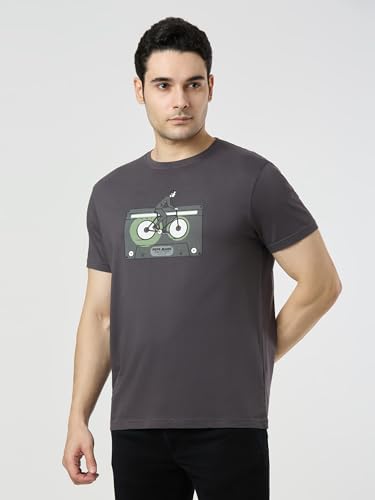 Pepe Jeans Men Grey Printed Short Sleeves Tshirts