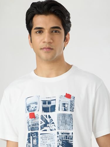 Pepe Jeans Men White Printed Short Sleeves Tshirts
