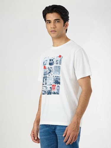 Pepe Jeans Men White Printed Short Sleeves Tshirts