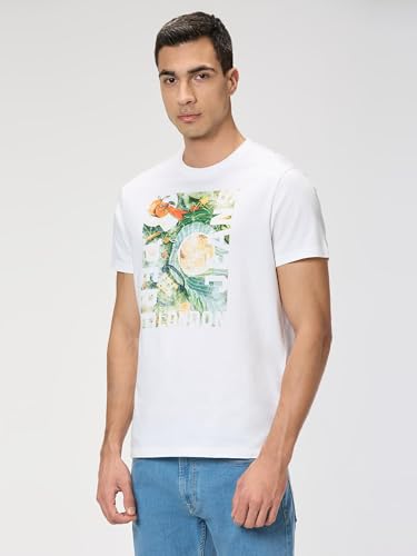 Pepe Jeans Men White Printed Short Sleeves Tshirt