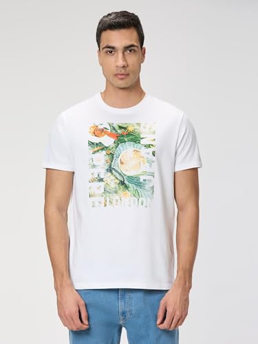 Pepe Jeans Men White Printed Short Sleeves Tshirt