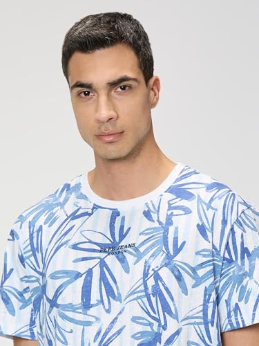Pepe Jeans Men White Printed Short Sleeves Tshirt