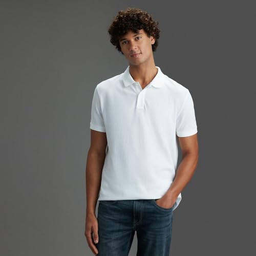 Pepe Jeans Men White Textured Regular Fit Polo Collar T-Shirt