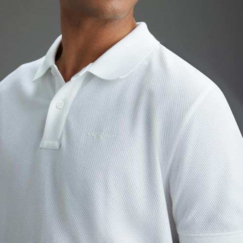Pepe Jeans Men White Textured Regular Fit Polo Collar T-Shirt